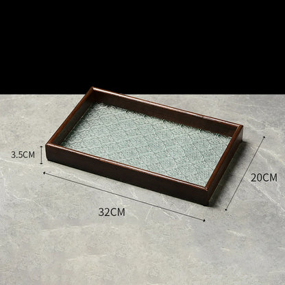 Floral Glass & Wood Decorative Serving Tray – view 8