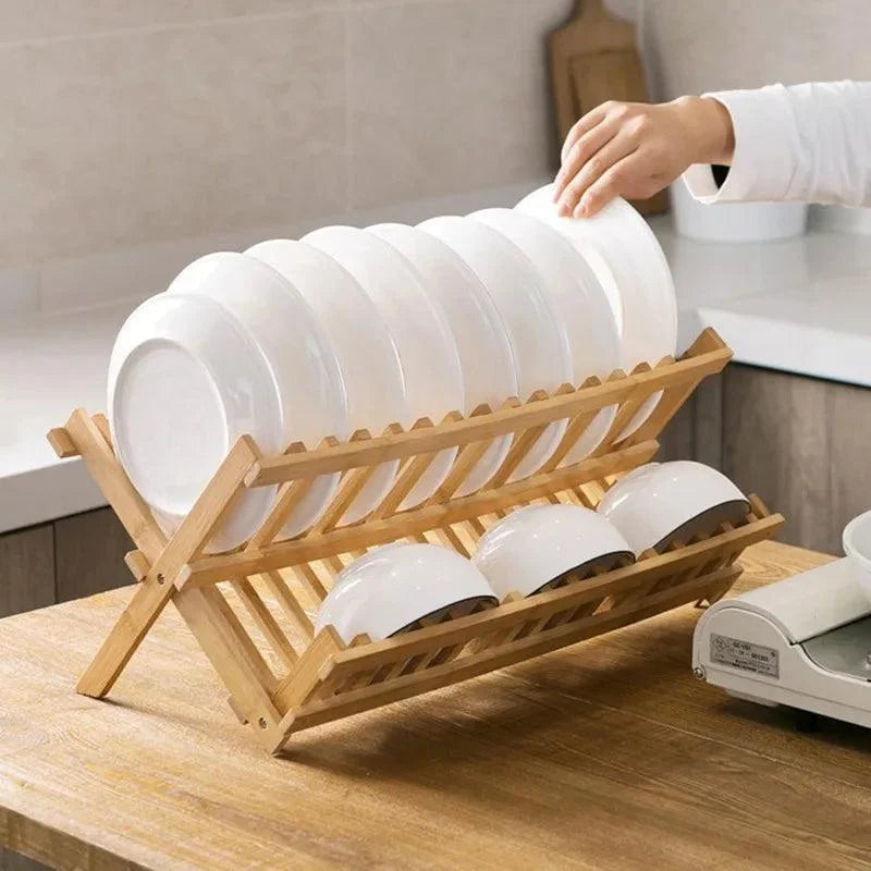 Foldable Bamboo Dish Drying Rack – 16 Slots – view 2