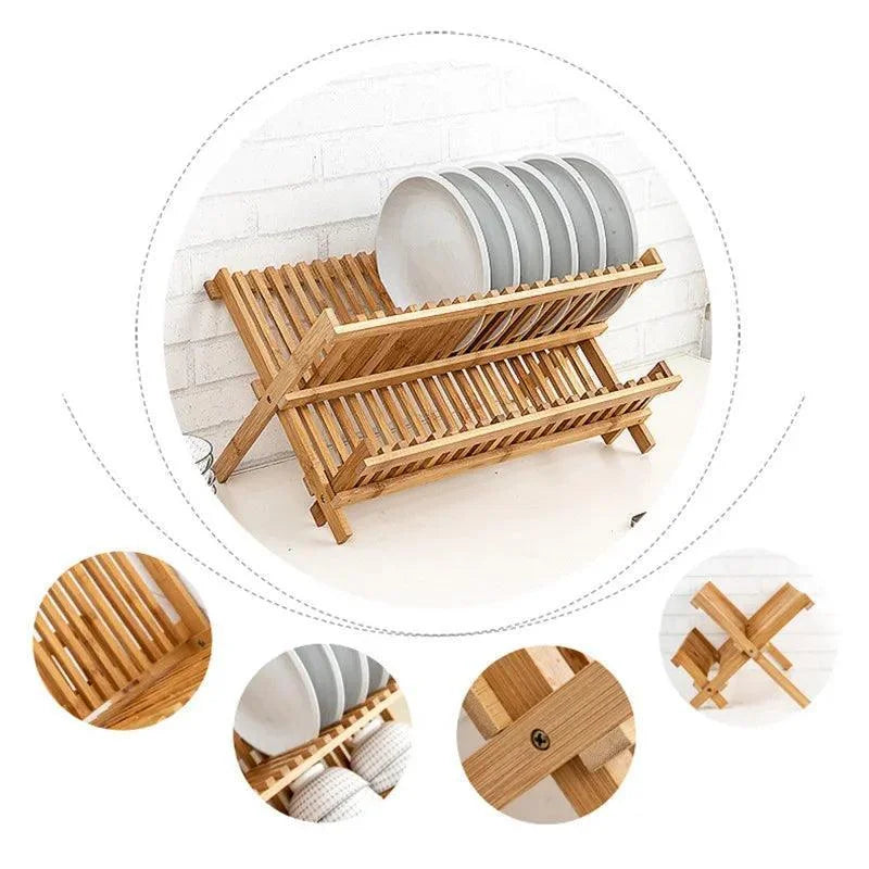 Foldable Bamboo Dish Drying Rack – 16 Slots – view 3