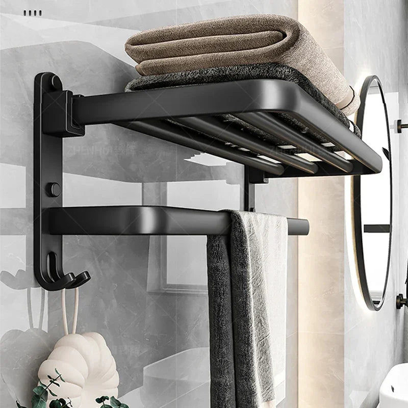 Foldable Wall-Mounted Towel Rack with Hook – view 2