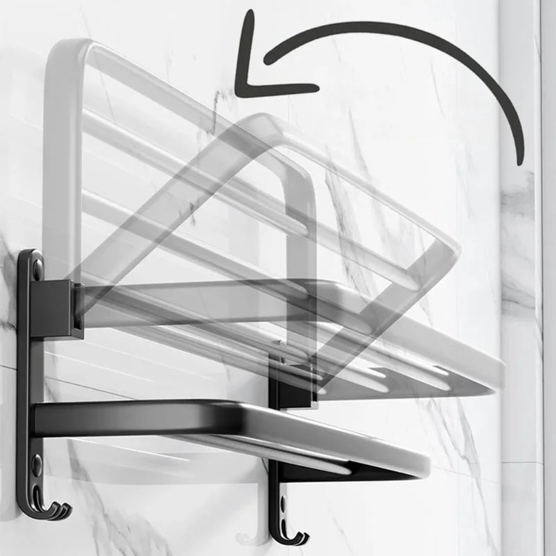 Foldable Wall-Mounted Towel Rack with Hook – view 3