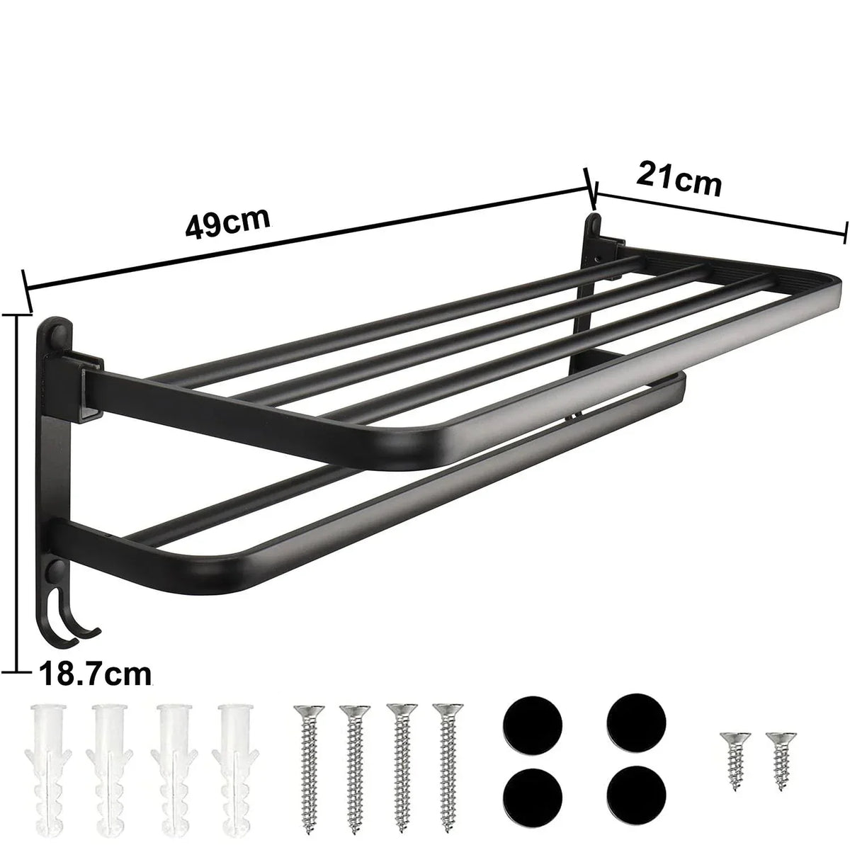 Foldable Wall-Mounted Towel Rack with Hook – view 5