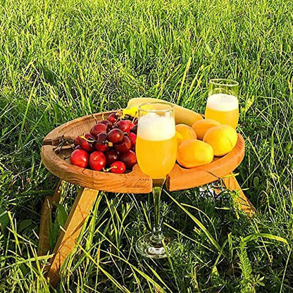 Folding wooden serving tray for snacks cheese and drinks – view 3