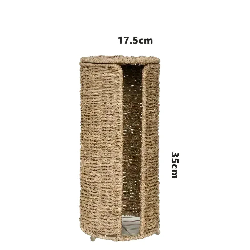 Freestanding Iron Toilet Roll Holder with Natural Fibre Weave – view 6