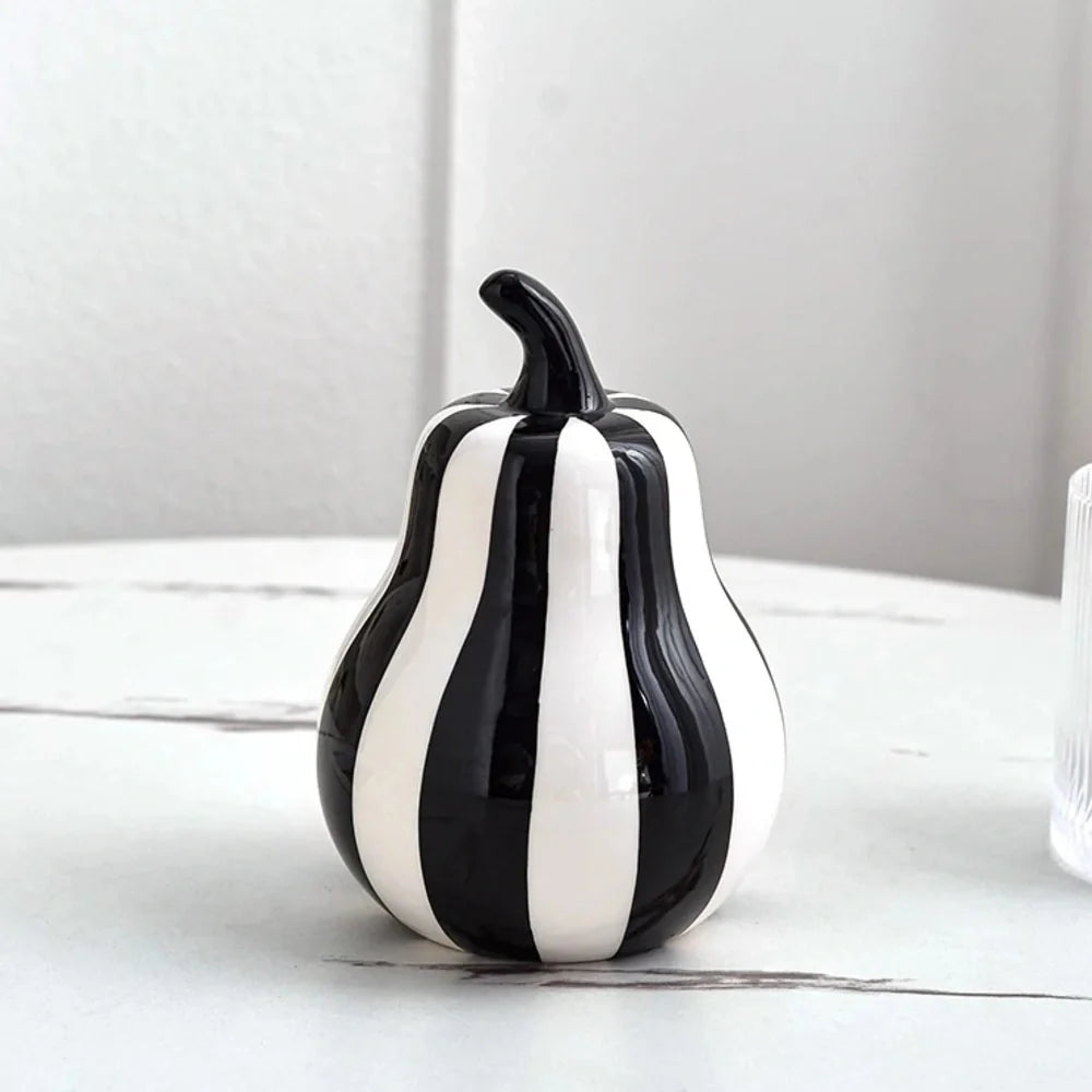 Black & White Geometric Ceramic Fruit Sculpture – view 4