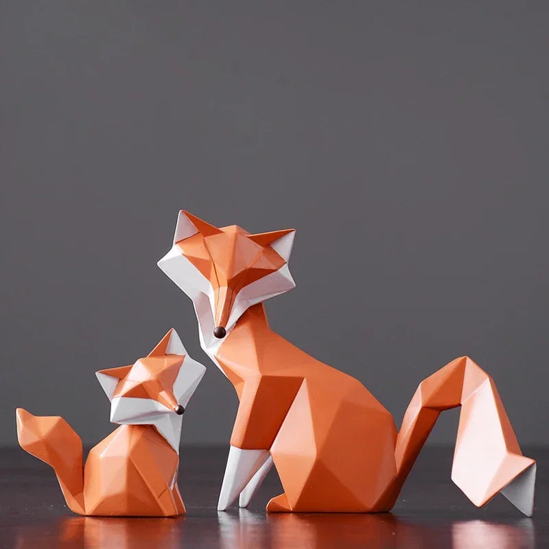 Geometric Fox Family Resin Sculpture – Single or 3-Piece Set – view 3