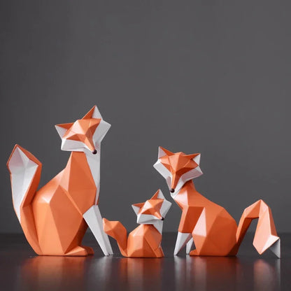 Geometric Fox Family Resin Sculpture – Single or 3-Piece Set – view 4