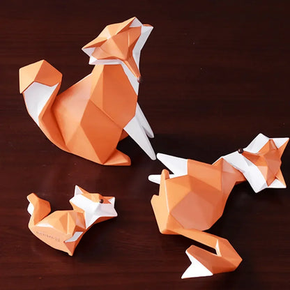 Geometric Fox Family Resin Sculpture – Single or 3-Piece Set – view 5