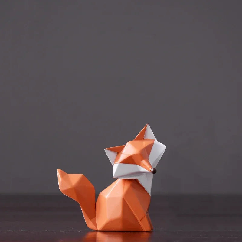 Geometric Fox Family Resin Sculpture – Single or 3-Piece Set – view 6