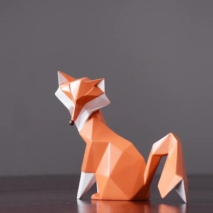 Geometric Fox Family Resin Sculpture – Single or 3-Piece Set – view 8