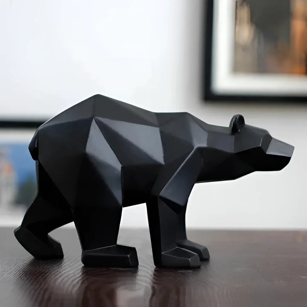 Geometric Polar Bear Resin Sculpture – view 3