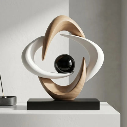 26cm Matte Geometric Resin Ring Sculpture