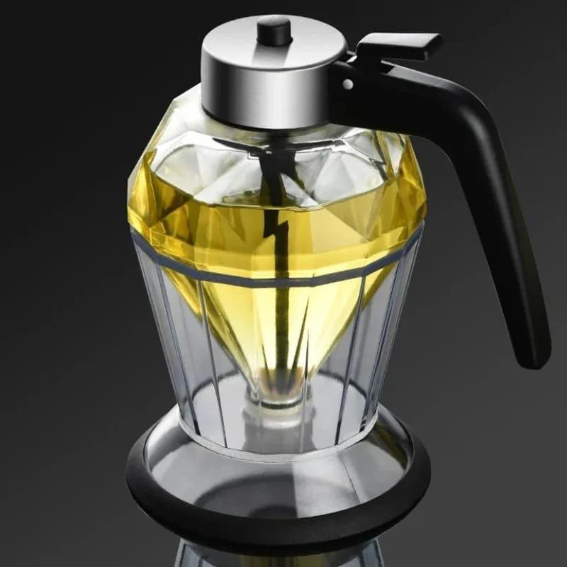 Glass honey dispenser with stainless steel base