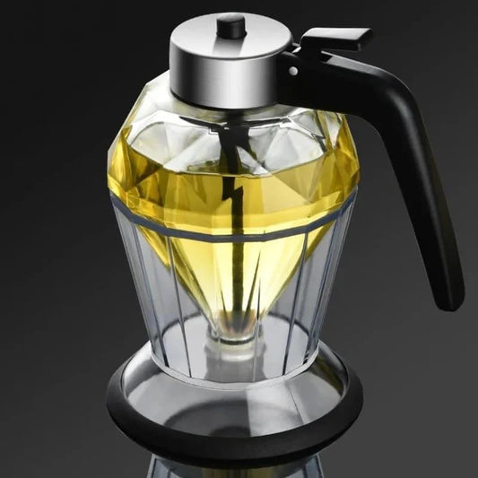 Glass honey dispenser with stainless steel base