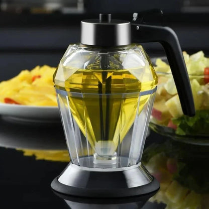 Glass honey dispenser with stainless steel base – view 4