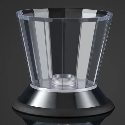 Glass honey dispenser with stainless steel base – view 6