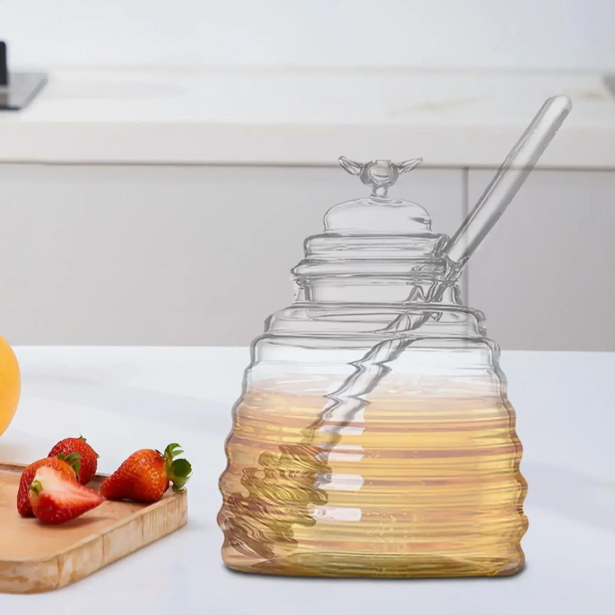 500ml Glass Honey Jar with Bamboo Lid & Spoon Slot – view 6