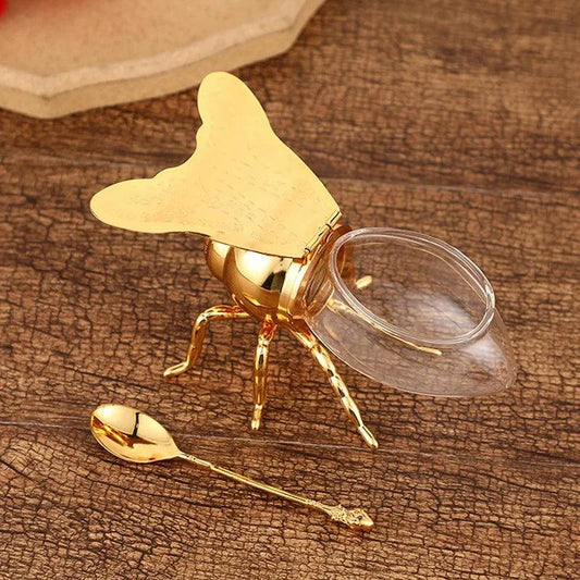Glass Honey Jar with Bee Lid & Spoon