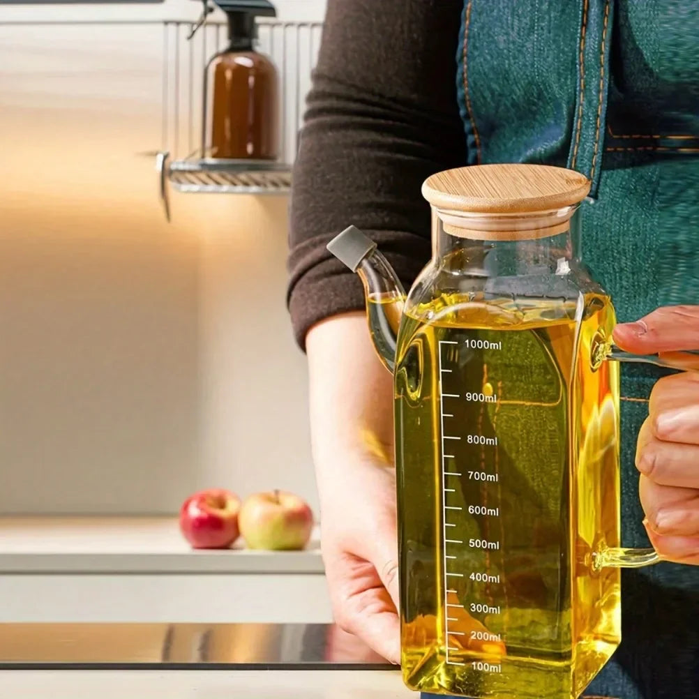 Glass Oil & Vinegar Bottle with Measuring Marks – view 2