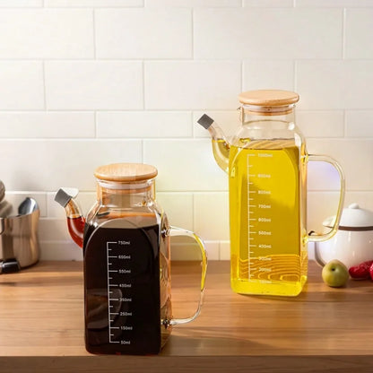 Glass Oil & Vinegar Bottle with Measuring Marks – view 3