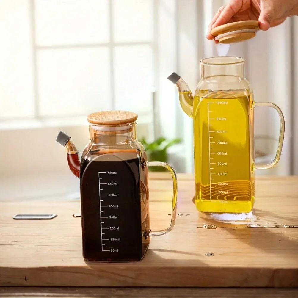 Glass Oil & Vinegar Bottle with Measuring Marks – view 4