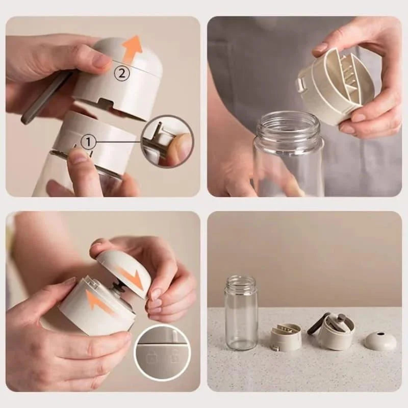 Glass salt and seasoning dispenser with integrated measure – view 8