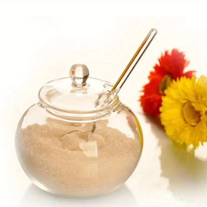 350ml Clear Glass Sugar Bowl with Lid & Spoon