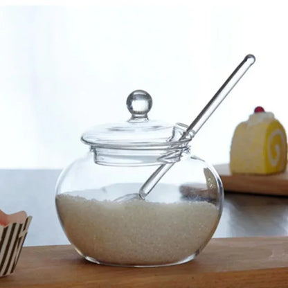 350ml Clear Glass Sugar Bowl with Lid & Spoon – view 4