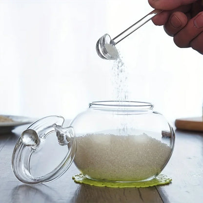 350ml Clear Glass Sugar Bowl with Lid & Spoon – view 5