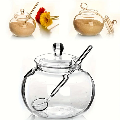 350ml Clear Glass Sugar Bowl with Lid & Spoon – view 7