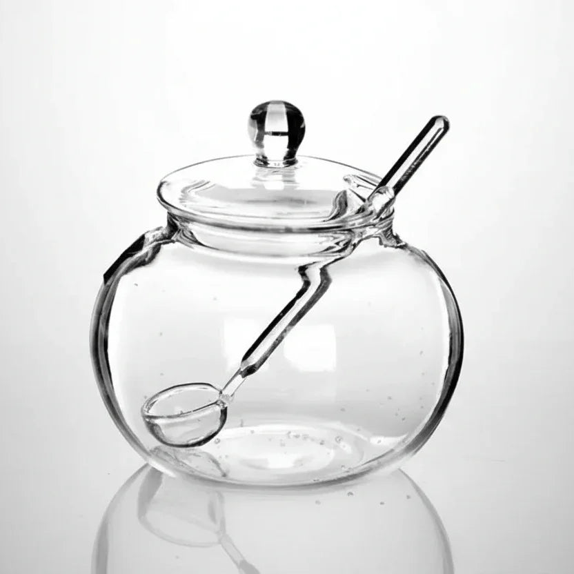 350ml Clear Glass Sugar Bowl with Lid & Spoon – view 8