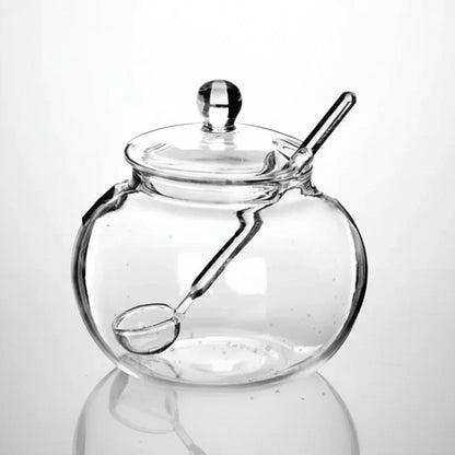 350ml Clear Glass Sugar Bowl with Lid & Spoon – view 8