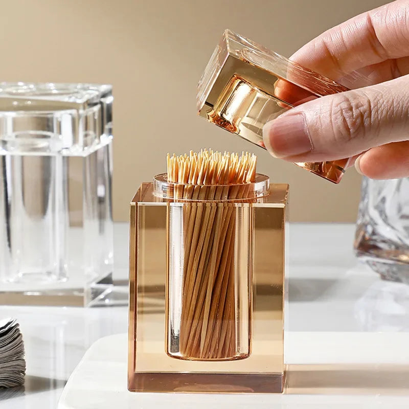 Barrel-Shaped Glass Toothpick Holder – Gold or Clear – view 2