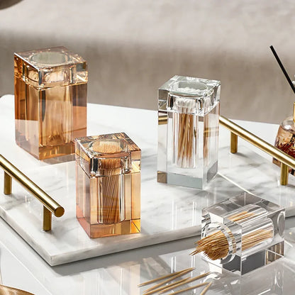 Barrel-Shaped Glass Toothpick Holder – Gold or Clear – view 3
