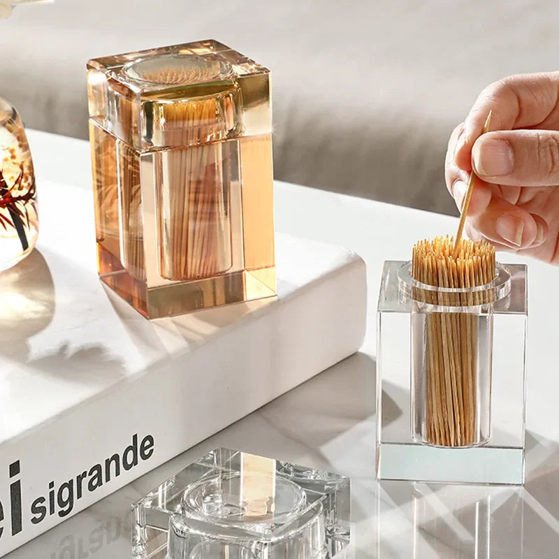 Barrel-Shaped Glass Toothpick Holder – Gold or Clear – view 5
