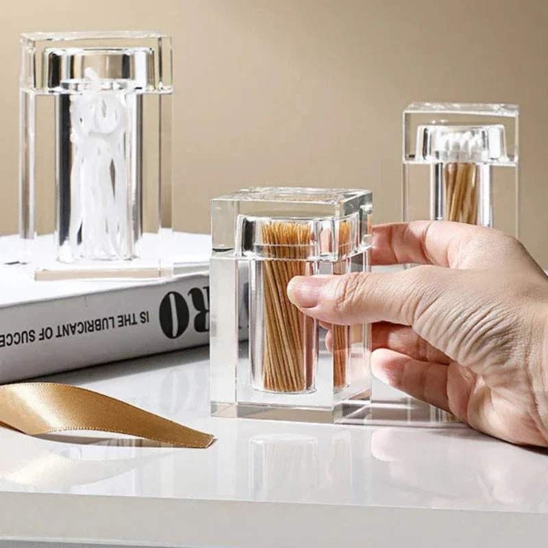 Barrel-Shaped Glass Toothpick Holder – Gold or Clear – view 6