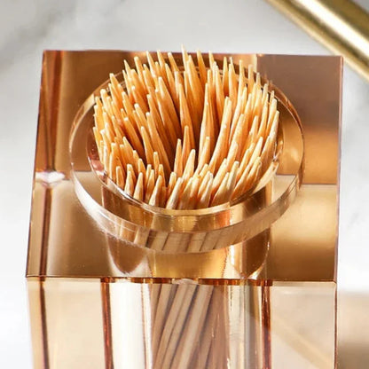 Barrel-Shaped Glass Toothpick Holder – Gold or Clear – view 7