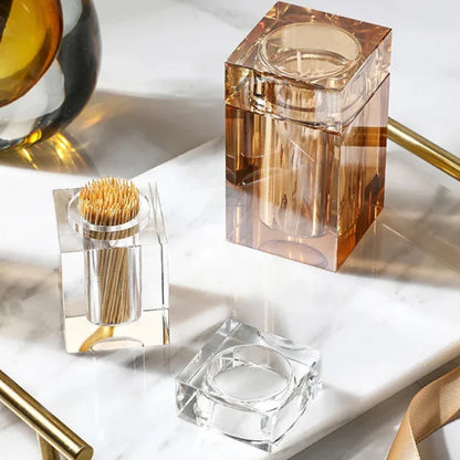 Barrel-Shaped Glass Toothpick Holder – Gold or Clear – view 9
