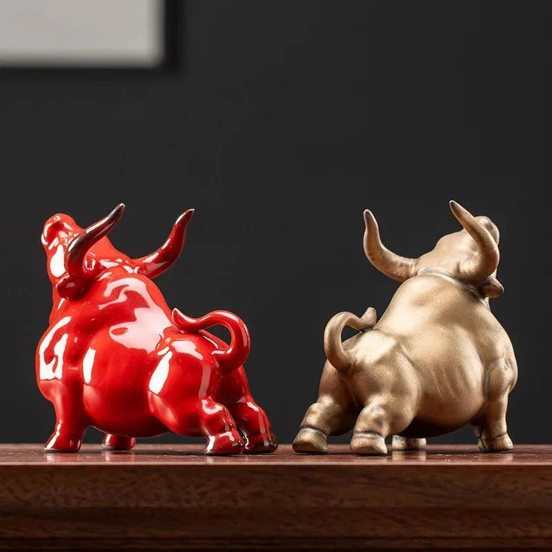 Glazed Ceramic Bull Sculpture – view 2
