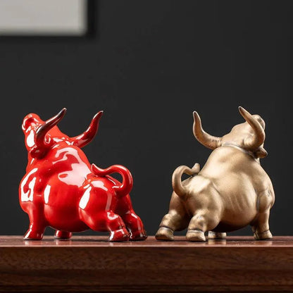 Glazed Ceramic Bull Sculpture – view 2