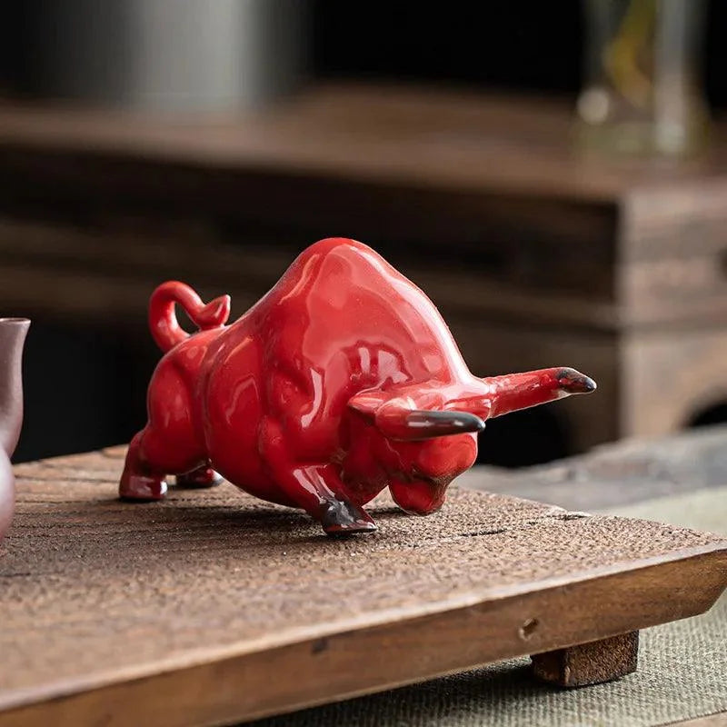 Glazed Ceramic Bull Sculpture – view 3