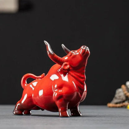 Glazed Ceramic Bull Sculpture – view 6
