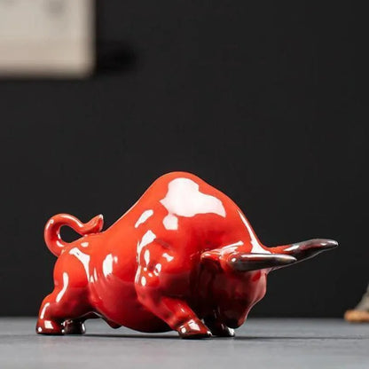 Glazed Ceramic Bull Sculpture – view 7