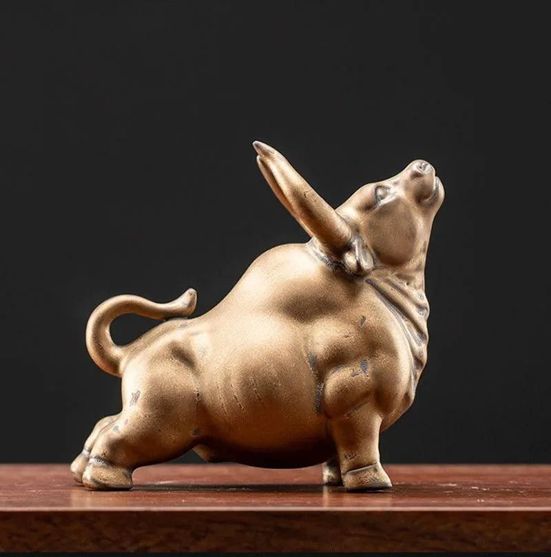 Glazed Ceramic Bull Sculpture – view 10