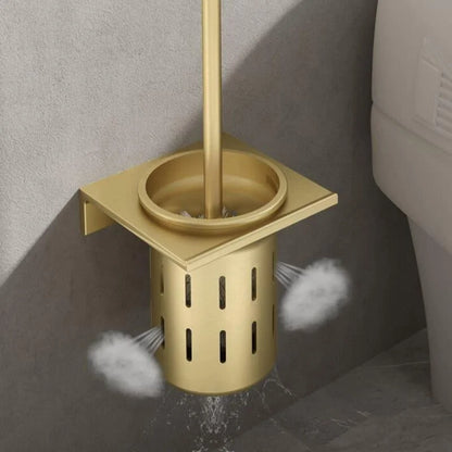 Gold aluminium toilet brush with holder – view 5