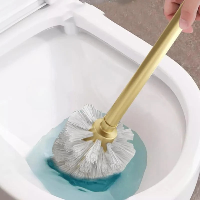 Gold aluminium toilet brush with holder – view 6