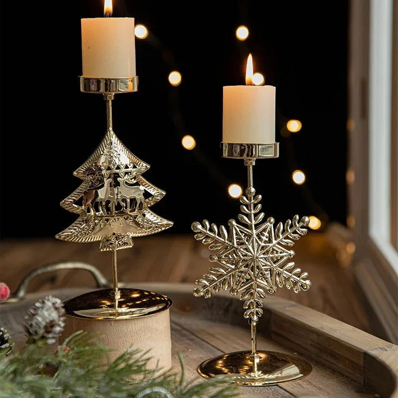 Gold Christmas Candle Holder Collection – 1, 2 or 3 Pieces – view 2