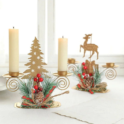 Gold Christmas Candle Holder – Tree, Star or Reindeer