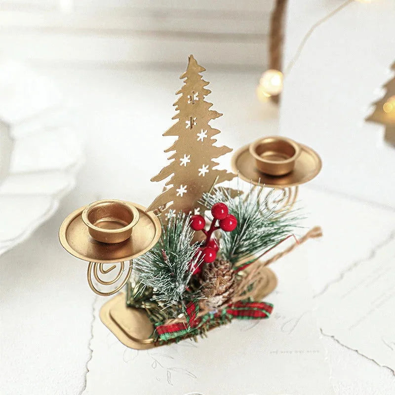 Gold Christmas Candle Holder – Tree, Star or Reindeer – view 2