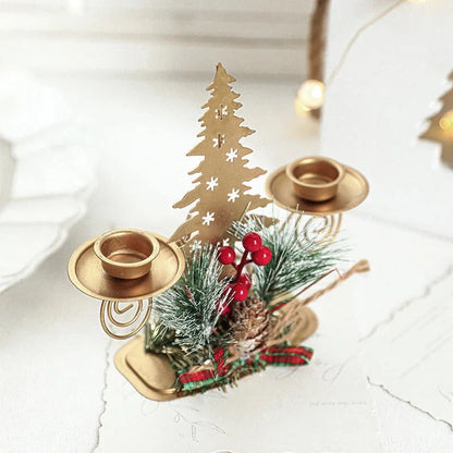 Gold Christmas Candle Holder – Tree, Star or Reindeer – view 2